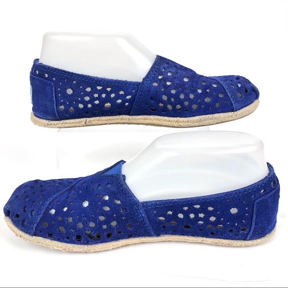 TOMS Suede Slip-On Perforated Espadrille Flats 6.5 - Picture 4 of 8